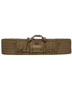 GPS Bags DRC55FDE Double Rifle Case Flat Dark Earth 600D Polyester w/ 2 Padded Pistol Sleeves MOLLE Webbing &amp; Lockable Zippers