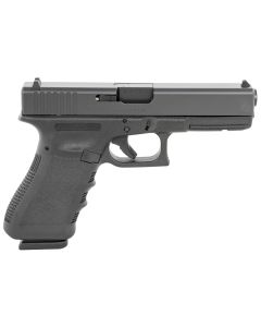 Glock PI1750203 G17 Gen3 Full Size Frame 9mm Luger 17+1 4.49" Black Steel Barrel, Matte Black Serrated Steel Slide, Black Polymer Frame w/Picatinny Rail, Black Texture Finger Groove Grip