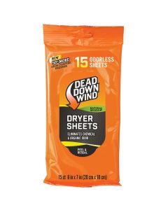 Dead Down Wind 11913 Dryer SheetsCover Scent Natural Woods Scent Dryer Sheet 15 Per Pkg