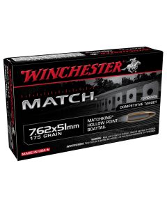 Winchester Ammo S76251M Match7.62x51mmNATO 175gr Sierra MatchKing BTHP 20 Per Box/25 Case