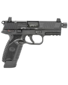 FN 66101010 502 Tactical 22 LR 10+1 15+1 4.60" Black Steel Threaded Barrel, Black Optic Ready/Serrated Slide &amp; Polymer Frame w/Picatinny Rail, Black Textured Polymer Grip, Ambidextrous