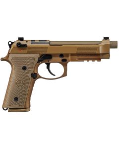 Beretta USA JS92M9A4M15 M9A49mm Luger 5.10" Barrel 15+1, Flat Dark Earth Cerakote Polymer Frame, Serrated Steel Optic Cut Slide, Polymer Grip &amp; Decocker Safety