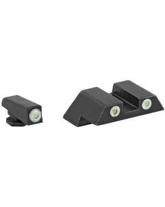 ATI ATINSGLOLF ATI Night Sight Glock Large FrameGreen Tritium White Outline Front Sight-Green Tritium White Outline Rear Sight