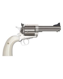 Magnum Research BFR44MAG5B6 BFR Short Cylinder 44 Rem Mag 6 Shot, 5" Brushed Stainless Steel Barrel, Cylinder&amp; Frame, White Polymer Grip, Hammer Safety, Exposed Hammer