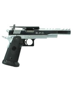 TriStar 85680 SPS Vista Long 1911 38 Super 21+1, 5.50" Black Match Grade Threaded Barrel, Chrome Ported/Serrated Steel Slide, Chrome Steel Frame w/Beavertail, Black Polymer Grip