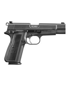 FN 66101115 High Power9mm Luger 10+1 4.70" Black Target Crown Steel Barrel, Black PVD Serrated Steel Slide &amp; Steel Frame w/Beavertail, Black Polymer Grip, Ambidextrous
