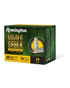 Remington Ammunition 27613 Golden Saber Defense 9mmLuger 124gr Brass Jacketed Hollow Point 20 Per Box/25 Case