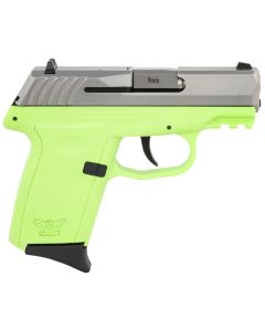 SCCY Industries CPX-2TTLGG3 CPX-2 Gen3 9mm Luger Caliber with 3.10" Barrel, 10+1 Capacity, Lime Green Finish Picatinny Rail Frame, Serrated Stainless Steel Slide, Polymer Grip &amp; No Manual Thumb Safety
