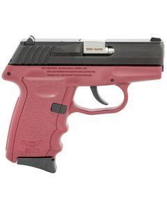 SCCY Industries CPX-3CBCR CPX-3380 ACP 10+1 3.10" Crimson Red Polymer Serrated Black Nitride SS Slide Finger Grooved Crimson Red Polymer Grip