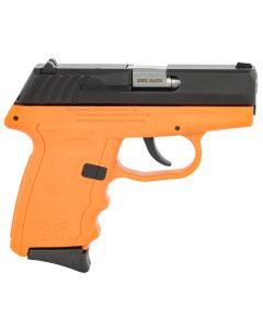 SCCY Industries CPX-3CBOR CPX-3380 ACP 10+1 3.10" Orange Polymer Serrated Black Nitride SS Slide Finger Grooved Orange Polymer Grip