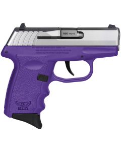 SCCY Industries CPX-3TTPU CPX-3Sub-Compact Frame 380 ACP 10+1, 3.10" Stainless Quadlock Barrel, Serrated Stainless Steel Slide, Purple Polymer Frame w/Finger Grooves, No Safety, Right Hand