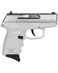 SCCY Industries CPX-3TTWT CPX-3Sub-Compact Frame 380 ACP 10+1, 3.10" Stainless Quadlock Barrel, Serrated Stainless Steel Slide, White Polymer Frame w/Finger Grooves, No Safety, Right Hand