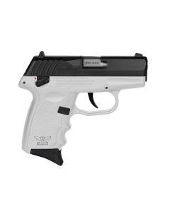SCCY Industries CPX-4CBWT CPX-4380 ACP 10+1 2.96" White Polymer Serrated Black Nitride SS Slide Finger Grooved White Polymer Grip