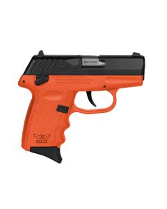SCCY Industries CPX-4CBOR CPX-4380 ACP 10+1 2.96" Orange Polymer Serrated Black Nitride SS Slide Finger Grooved Orange Polymer Grip