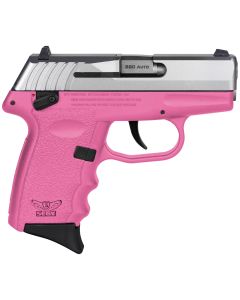 SCCY Industries CPX-4TTPK CPX-4380 ACP 10+1 2.96" Pink Polymer Serrated SS Slide Finger Grooved Pink Polymer Grip