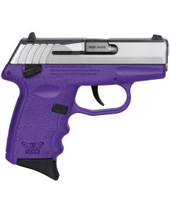 SCCY Industries CPX-4TTPU CPX-4380 ACP 10+1 2.96" Purple Polymer Serrated SS Slide Finger Grooved Purple Polymer Grip