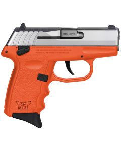 SCCY Industries CPX-4TTOR CPX-4380 ACP 10+1 2.96" Orange Polymer Serrated SS Slide Finger Grooved Orange Polymer Grip