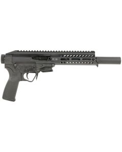 Patriot Ordnance Factory 01837 Rebel22 LR 8" Barrel w/Faux Suppressor, Black Anodized Upper Receiver/Polymer Lower, 7" M-LOK Free-Float Handguard, QD Endcap, MFT Grips, Accepts 10/22 Magazines