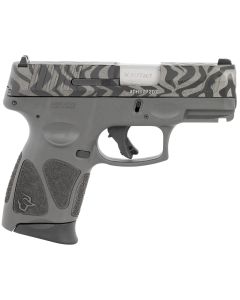 Taurus 1G3C931GZEB G3CCompact Frame 9mm Luger 12+1 3.26" Matte Stainless Steel Barrel, Gray w/Zebra Stripes Serrated Steel Slide, Black Polymer Frame w/Picatinny Rail, Black Polymer Grip, Right Hand