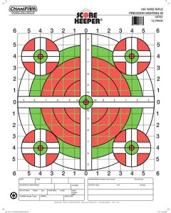 Champion Targets 45796 Score Keeper Sight-In Bullseye Paper Hanging 100 yds Pistol/Rifle Large Green/Orange 12 PK