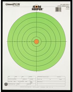 Champion Targets 45795 Score KeeperBullseye Paper Hanging 100 yds Rifle Large Fluorescent Green &amp; Orange 12 PK
