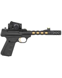 Browning 051582490 Buck Mark Vision SR 22 LR 10+1 5.90" Black Anodized/Gold Cerakote Ported Threaded Barrel, Matte Black Serrated Slide &amp; Aluminum Frame,Vortex Crossfire Red Dot