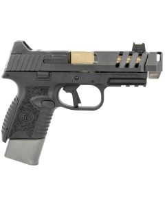 FN 66101347 509 CC Edge 9mm Luger 12+1/15+1 (2) 4.20" Threaded Gold Barrel, Black Frame, Graphite Optic &amp; Lightening Cut Slide, Optic Height Fiber Optic Sights, Compensator (No Manual)