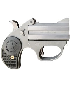 Bond Arms BASRS Stinger38 Special 2rd 3" Rough Series Stainless Steel Double Barrel &amp; Frame, Rebounding Hammer, Black Rubber Grips, Manual Safety