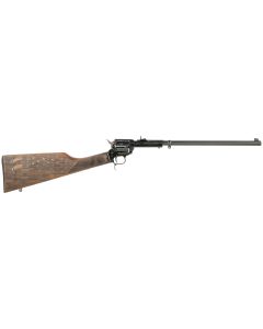 Heritage Mfg BR226B16HSWB06 Rough Rider Rancher 22 LR 6rd 16", Blued Barrel/Rec, US Flag Engraved Walnut Stock, Leather Sling Included