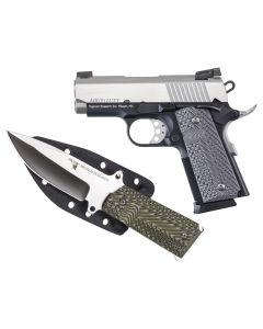 Kahr Arms DE1911UTTK Desert Eagle 1911 U w/1911 Knife 45 ACP 6+1 3" Stainless Serrated Slide, Two-Tone w/Black Finish Aluminum Frame w/Beavertail, Black/Gray G10 Grips