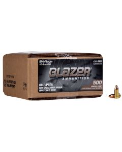 CCI 5200BK500 Blazer Brass Handgun 9mmLuger 115gr Full Metal Jacket 500 Per Box/1 Case *Loose