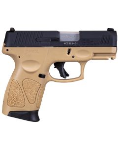 Taurus 1G3C931T G3CCompact Frame 9mm Luger 12+1 3.26" Matte Stainless Steel Barrel, Matte Black Tenifer Serrated Steel Slide, Tan Polymer Frame w/Picatinny Rail, Black Polymer Grip, Right Hand