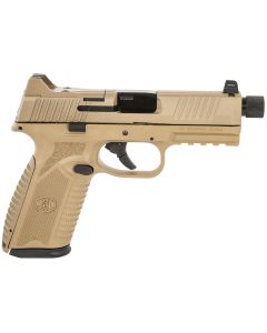 FN 66101376 510 Tactical Full Size Frame 10mm Auto 22+1, 4.71" Black Target Crown Steel Barrel, Flat Dark Earth PVD Optic Cut/Serrated Steel Slide &amp; Polymer Frame w/Picatinny Rail, Ambidextrous