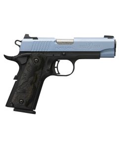 Browning 051990492 1911-380 Black Label Compact Frame 380 ACP 8+1, 3.63" Matte Stainless Steel Barrel, Polar Blue Cerakote Serrated Stainless Steel Slide, Matte Black Polymer Frame w/Beavertail