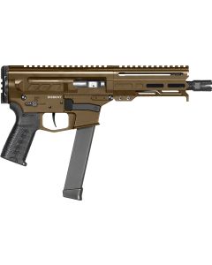 CMMG 99A68A2MB Dissent MKGS 9mm Luger 33+1 6.50", Midnight Bronze Rec, Picatinny Brace Adapter, 5.50" M-LOK Handguard, Left Side Charging Handle, Zeroed Linear Comp, TriggerTech Trigger