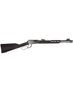 Rossi RL22W201SYEN18 Rio BravoFull Size, Lever Action 22 WMR 12+1, 20" Polished Black Steel Barrel, Polished Black w/Lighting US Flag Engraving Steel Receiver, Black Fixed Stock, Right Hand