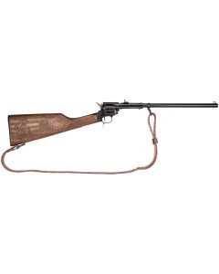 Heritage Mfg BR226B16HSWB15 Rough Rider Rancher 22 LR 6rd 16", Blued Barrel/Rec, Independence Day Engraved Walnut Stock, Leather Sling Included