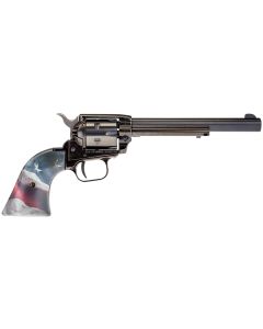 Heritage Mfg RR22B6US02 Rough Rider22 LR 6 Shot, 6.50" Black Oxide Steel Barrel, Black Oxide Zinc Alloy Frame, Black Oxide Cylinder, Black US Flag Grip, Exposed Hammer