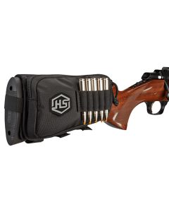 Hunters Specialties 01620 Buttstock Shell HolderW/Pouch Holds 5 Cartridges Black Polyester