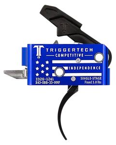 TriggerTech X43SBB33NNC Competitive Independence Pro Curved Two-Stage Trigger, Blue &amp; White Engraved Flag Housing, Fits AR-15