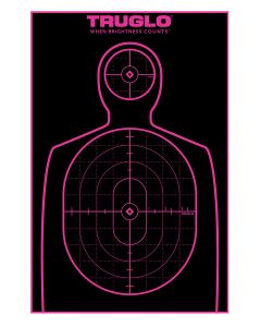 TruGlo TG13A12BB Tru-See Handgun Target Self-Adhesive Heavy Paper Black/Pink 12"x18" Silhouette 12 Pack