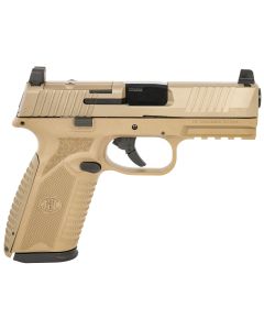 FN 66101382 510 MRD Full Size 10mm Auto 10+1, 4.10" Black Target Crown Steel Barrel, Flat Dark Earth PVD Optic Cut/Serrated Steel Slide &amp; Polymer Frame w/Picatinny Rail, Ambidextrous