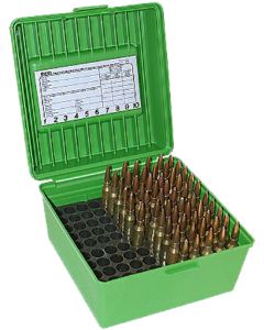 MTM Case-Gard R100MAG10 Deluxe Ammo Box Round Handle Multi Caliber Rifle Green Polypropylene 100rd