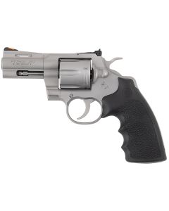 Colt Mfg PYTHONSM3RTS Python357 Mag/38 Special 6 Shot 3" Matte Stainless Steel Recessed Target Vent Rib Barrel, Cylinder &amp; Frame, Black Rubber Grip, Exposed Hammer