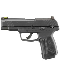RugerMax-9Compact Frame 9mm Luger 12+1, 4" Black Oxide Steel Barrel, Optic Ready/Serrated Steel Slide, Black Polymer Frame Black &amp; Nylon Grip
