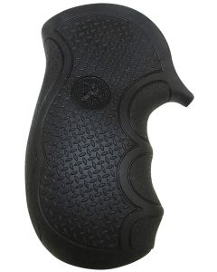 Pachmayr 02482 Diamond Pro Grip Diamond Checkering Black Rubber with Finger Grooves for Ruger LCR