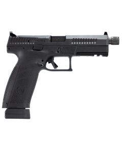 CZ-USA 91556 P-10 F9mm Luger 21+1 5.10" Black Steel Threaded Barrel, Black Nitride Optic Ready/Serrated Steel Slide, Black Polymer Frame w/Picatinny Rail, Ambidextrous