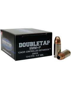 DoubleTap Ammunition 9MM124HP20 9mm+P 124gr Controlled Expansion JHP 20 Per Box/50 Case