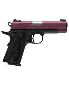 Browning 051995492 1911-380 Black Label Compact Frame 380 ACP 8+1 3.63" Matte Stainless Steel Barrel, Black Cherry Cerakote Serrated Steel Slide, Matte Black Polymer Frame w/Beavertail