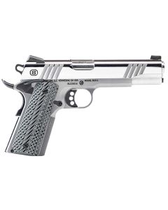 Bersa B19117050PMBG B1911 Mirror Full Size Frame 45 ACP 8+1 5" Stainless Steel Barrel, Polished Stainless Serrated Steel Slide, Stainless Steel Frame w/Beavertail, Gray VZ Grip, Ambidextrous
